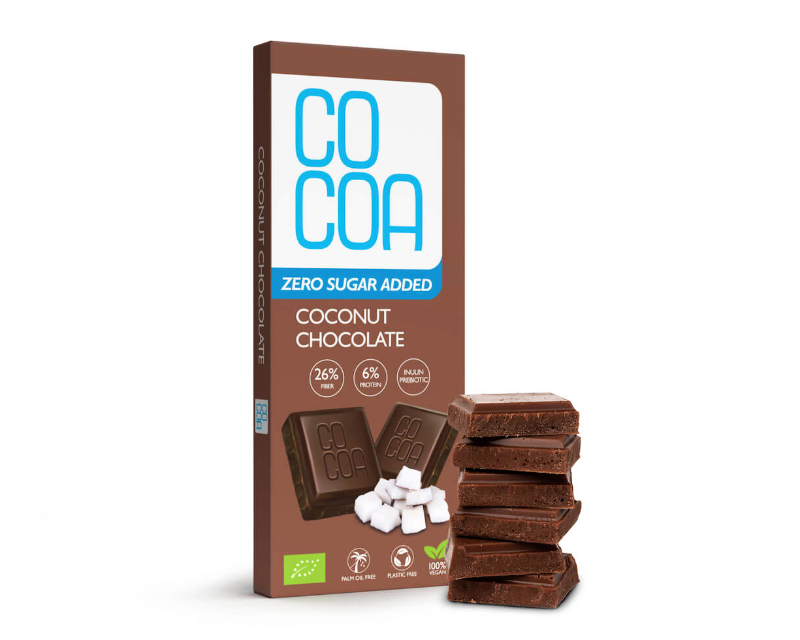ilma_lisatud_suhkruta_mahe_kookossokolaad Ilma lisatud suhkruta mahe kookosšokolaad Cocoa, 40 g - Image 1