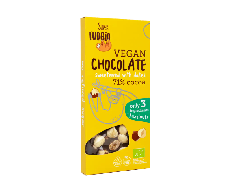 Gluteenivaba tume mahe šokolaad 71% metspähklite ja datlitega Super Fudgio, 100 g - Image 1