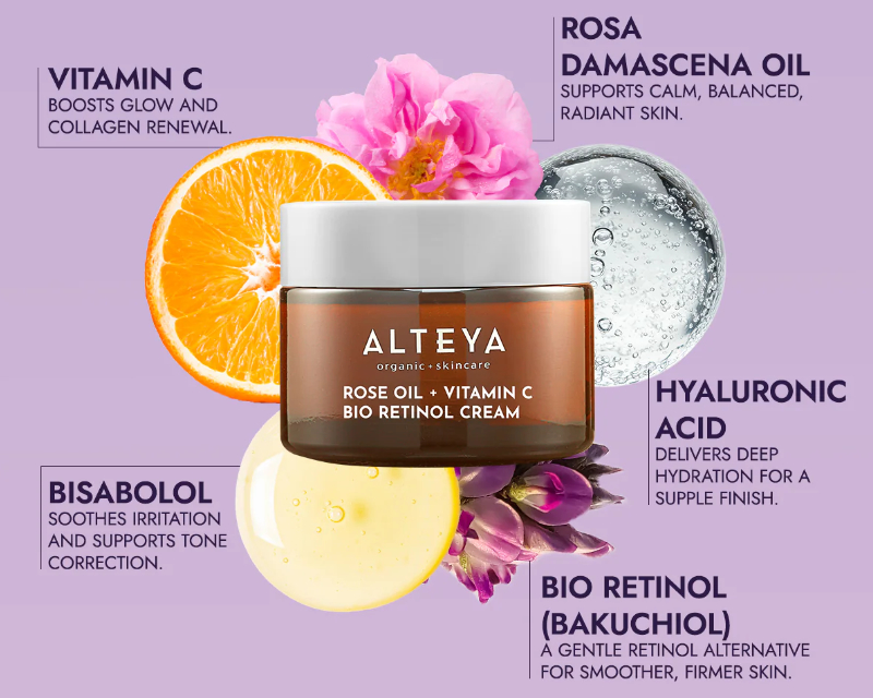 Luminous Rose Bio Retinol mahe näokreem roosiõli + C-vitamiin Alteya, 50 ml - Image 3